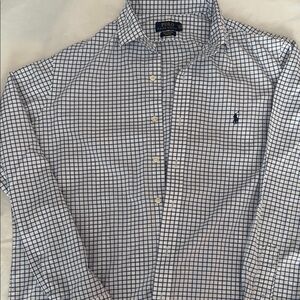 Polo by Ralph Lauren Men's White and Blue Grid Shirt